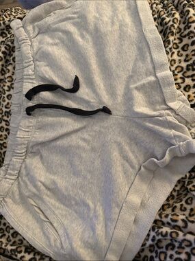 PINK Victoria's Secret Light Gray Athletic Shorts with Black Drawstring